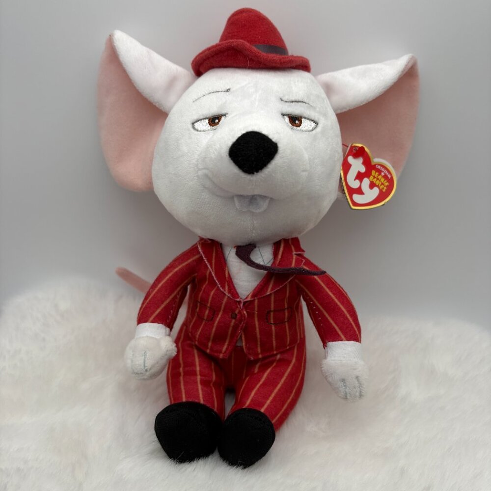 Mike TY Beanie Babies Mouse Sing Movie 2017 8in w/ Heart Tag (SKU: 516TO)